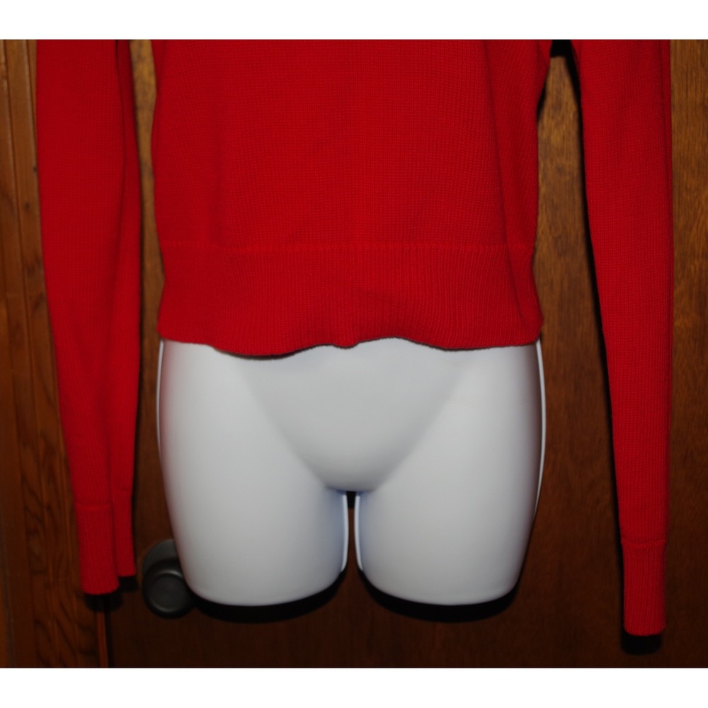 Polo Jeans Co Ralph Lauren Red Cotton Knit Sweater American Flag Patch Women's L - Picture 3 of 5
